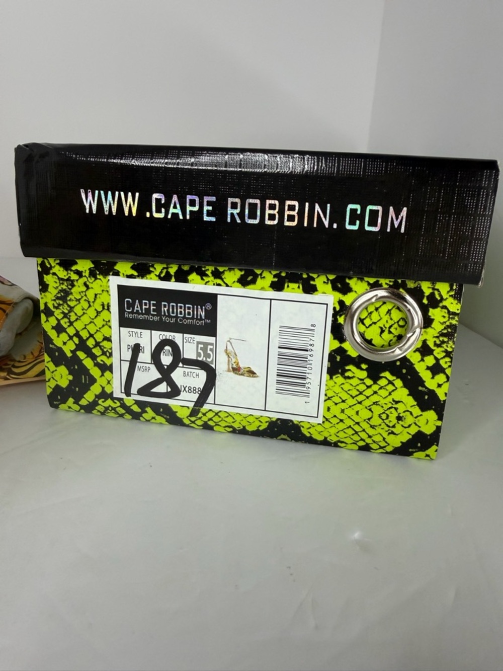 Cape Robbin Yellow Tiger-Print Open-Toe Heels with Orange Accent - Picture 9 of 9